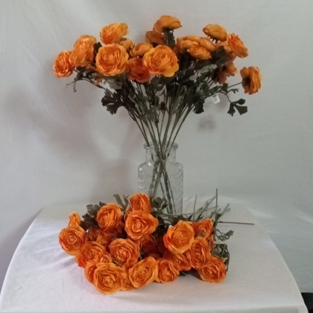 2DZ. 24" Orange Seasonal Elegant Dark Rust & Orange Floral Sprays
